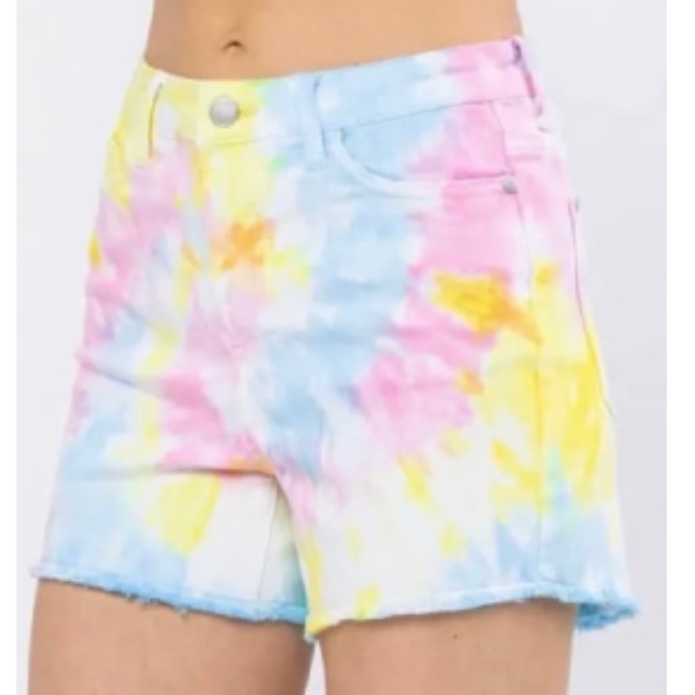 Judy Blue Cotton Candy Tie Dyed Stretch Jean Shorts Size 1XL